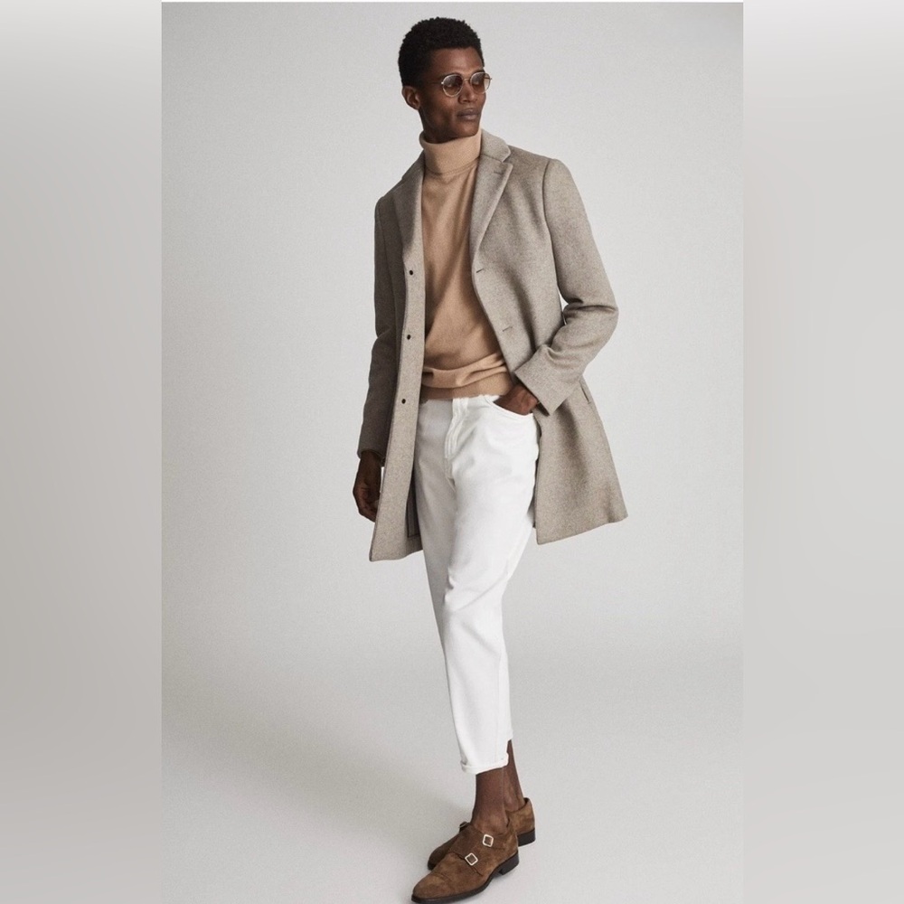 Reiss Gable Wool Blend Overcoat // Stone Melange // Size L - Picture 2 of 10